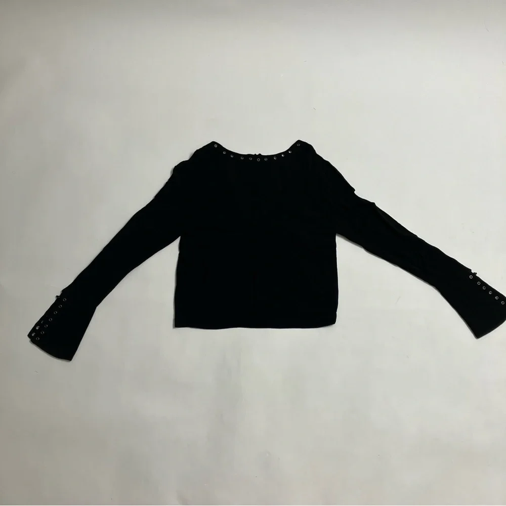 FREE PEOPLE bell sleeve rivet tie chest crop top